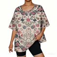 thumbnail image 3 of Womens 3/4 Sleeve Tops Summer Ruffle Shirts Crewneck Dressy Casual Loose Blouses, 3 of 5