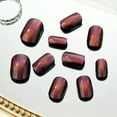 thumbnail image 6 of Artificial Nail French Cat Eyes Red Nails Set Long/Short Press on Nails Handmade Acrylic Reusable Fake Nails with Glue Stick-on, 6 of 6