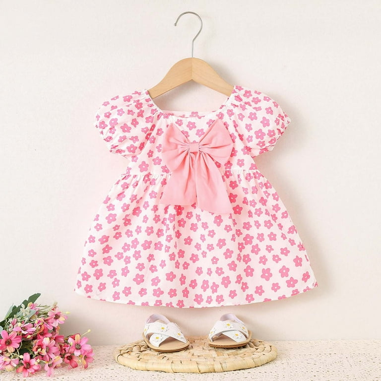 Baby Girl Dress Summer Toddler Baby Girls Short Sleeve Princess Floral Dress  Baby Dress Light Pink 6 Months-12 Months - Walmart.com