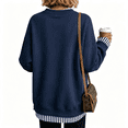 thumbnail image 4 of Women's Crewneck Sweatshirt Layered Hem Pullover Top with Ribbed Cuffs Slouchy Street Style Sweatshirts, L, 4 of 4