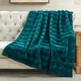 thumbnail image 5 of Home Soft Things Stylish Faux Fur Throw Blanket with Micromink Back, Luxury Soft Cozy Plush Fluffy Fuzzy Reversible Thick Warm Throw Blanket, 50x60 inches, Teal, 5 of 10