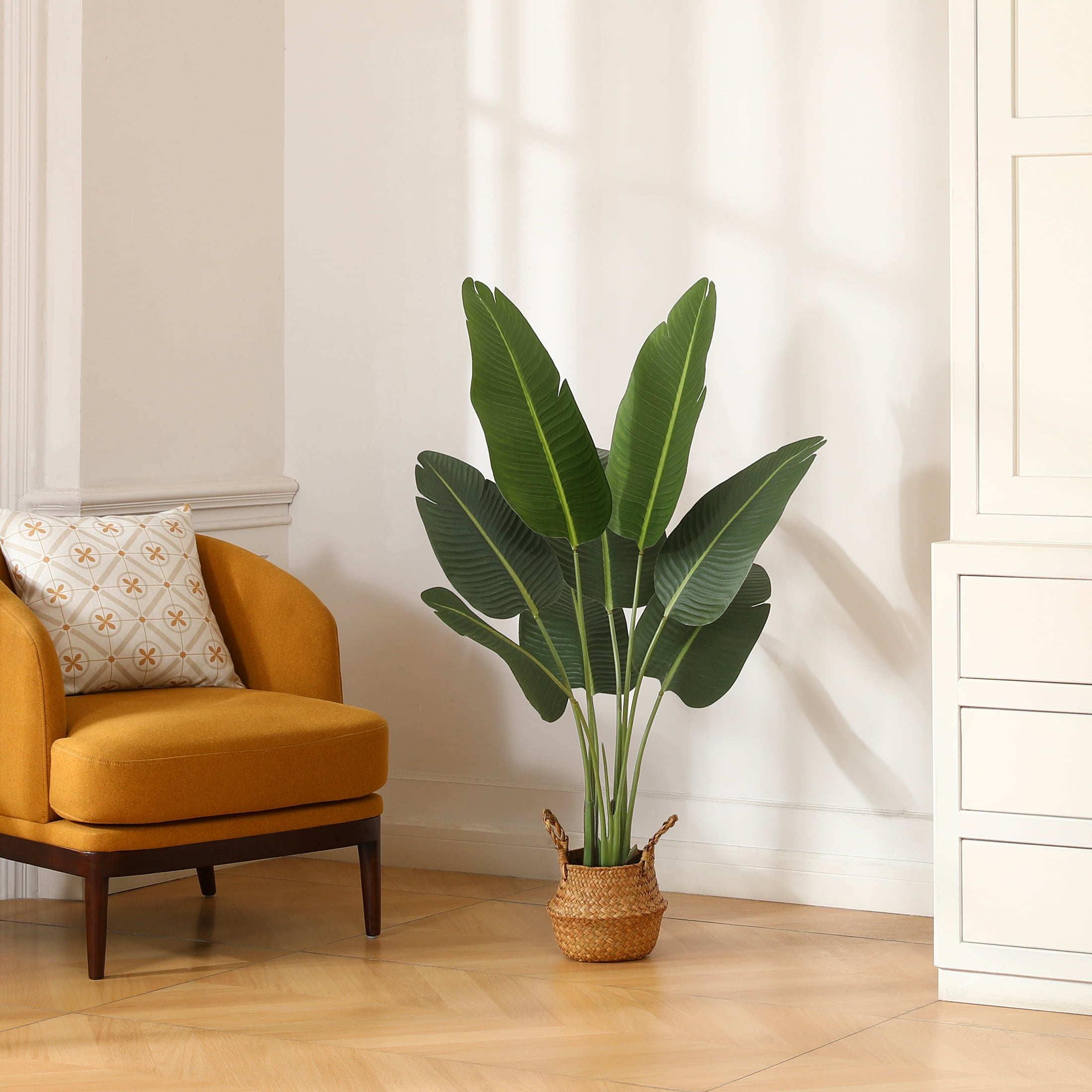 DR.Planzen 4 Feet Artificial Bird of Paradise Plant Fake Tropical Palm Tree for Indoor Outdoor, Perfect Faux Plants for Home Garden Office Store Decoration