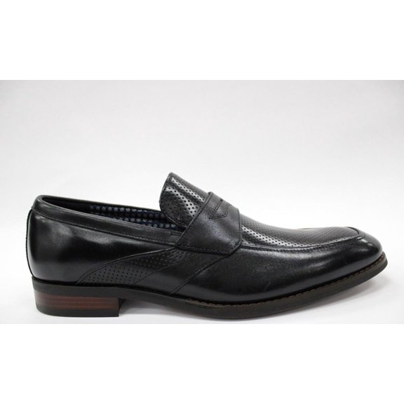 Men's Stacy Adams Black Karnes Leather Loafers Dress Shoes 25591