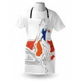 thumbnail image 3 of Modern Apron Woman Sketch in Polka Dots Swimwear with Vintage Car Sexy Summer Beach Artwork, Unisex Kitchen Bib Apron with Adjustable Neck for Cooking Baking Gardening, Vermilion Blue, by Ambesonne, 3 of 3