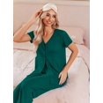 thumbnail image 4 of Ekouaer Women' Pajama Sets Short Sleeve Sleepwear Button Up 2 Piece Pj Loungewear Top and Capri Pants, 4 of 6