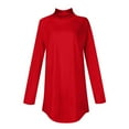 thumbnail image 4 of LISTHA Mock Turtleneck Tops for Women Tshirts Long Sleeve Loose Fit Fashion Top Basic Oversized Shirts with Hem Red L, 4 of 5