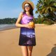thumbnail image 3 of Easygdp Purple Moon Tree Night Sky para Vestido Transpirable de Mujer, Vestido Suelto de Manga Corta con Pliegues y Bolsillos para el Verano, 3 of 7