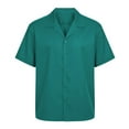 thumbnail image 5 of TAGOLD Mens Summer Short Sleeve Turndown collar Blouse & Shirt Solid Color Full Placket Button Casual Top, 5 of 5
