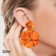 thumbnail image 1 of Pendientes colgantes de flores, pendientes de pétalos florales, pendientes colgantes para vacaciones, mujeres, niñas, joyería del día de San Valentín, Naranja, 1 of 8