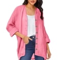 thumbnail image 3 of Lutiedan Long Sleeve Cardigans for Women Cotton Button Down High Low Cardigan Fall Casual Baggy Solid Cardigan,Hot Pink,M, 3 of 6