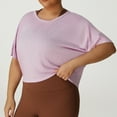 thumbnail image 4 of WXLWZYWL Plus Size Crop Tops for Women Short Sleeve Shirts Round Neck T Shirts Solid Color Lightwieght Tees, 4 of 6