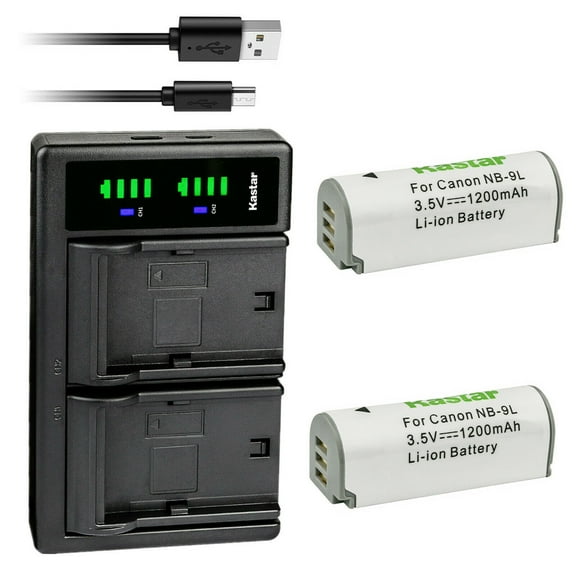 Kastar 2-Pack Battery and LTD2 USB Charger Replacement for Canon NB-9L, NB-9LH Battery, CB-2LB, CB-2LBE Charger, Canon PowerShot N, PowerShot N2, Powershot ELPH 510 HS, Powershot ELPH 520 HS Cameras