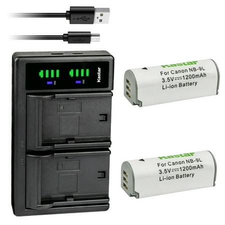 Kastar 2-Pack Battery and LTD2 USB Charger Replacement for Canon NB-9L NB-9LH Battery CB-2LB CB-2LBE Charger Canon PowerShot N PowerShot N2 Powershot ELPH 510 HS Powershot ELPH 520 HS Cameras