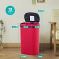 thumbnail image 7 of BestOffice 13Gal PlasticTrash Can Automatic Touchless, Odor Control Kitchen Garbage Can w/Lid, Red, 7 of 7
