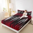 thumbnail image 4 of Homewish Abstract Ombre Stripes Twin Sheet Sets,Modern Geometric Pattern Twin Fitted Sheet,Red White Line Flat Sheet For Adults,Breathable Home Decor,3-Piece, 4 of 7