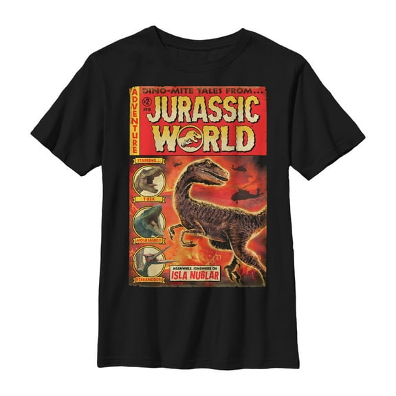 Boy's Jurassic World: Fallen Kingdom Dino-Mite Tales  Graphic Tee Black Small