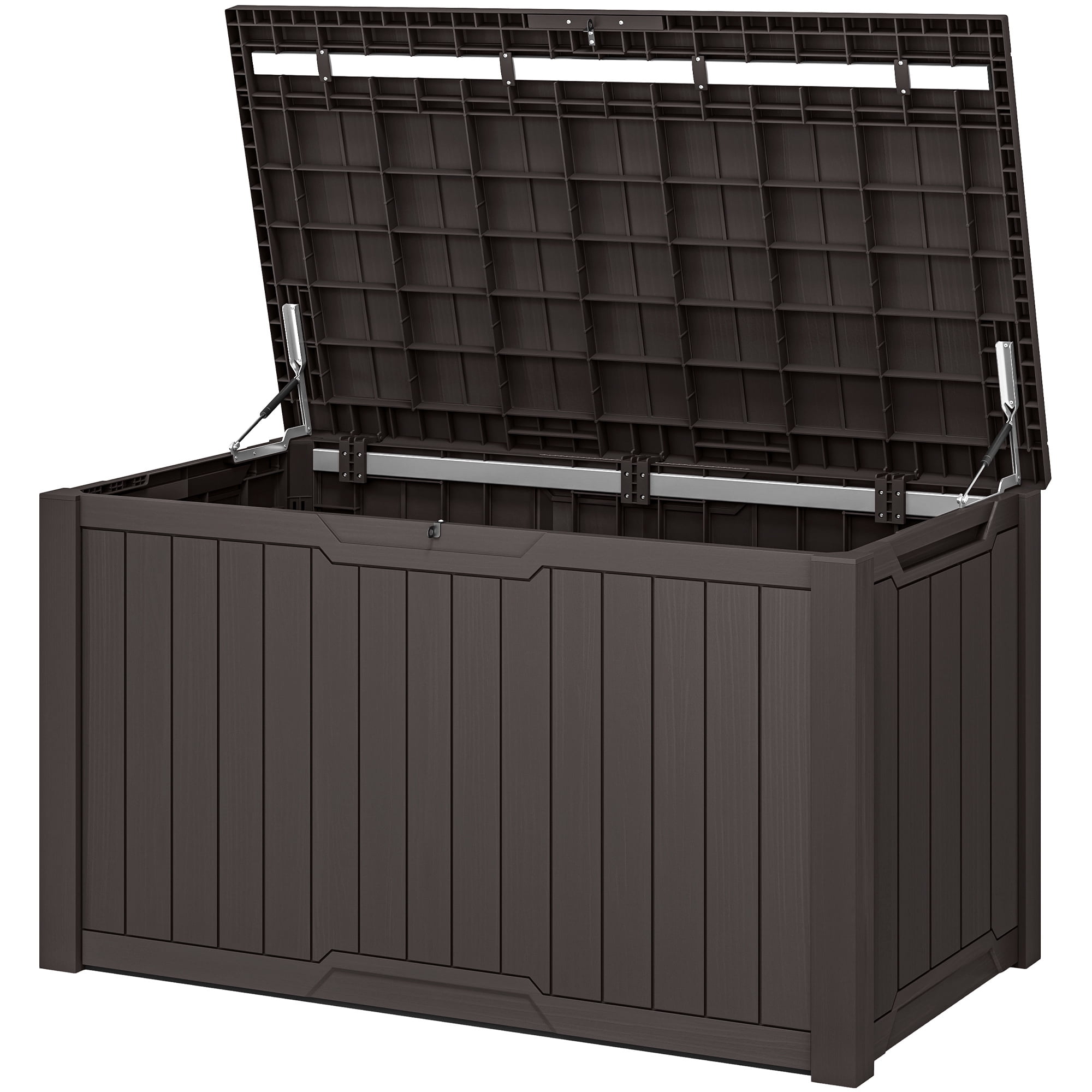 Uforic 240 Gallon XXL Large Weather Resistant Resin Deck Box, Lockable Outdoor Storage Box, Ideal for Patio Cushions, Garden Tools, Pool & Sports Equipment, Dark Brown