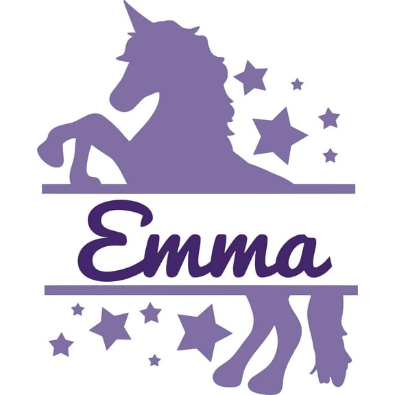 Unicorn Unicorns Stars Sparkle Customized Wall Decal - Custom Vinyl Wall Art - Personalized Name - Baby Girls Boys Kids Bedroom Wall Decal Room Decor Wall Stickers Decoration Size (20x12 inch)