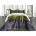 thumbnail image 2 of Ambesonne Woodland Quilted Coverlet 3 Pcs, Bluebell Blossoms, Queen Size, Violet Green Yellow, 2 of 4