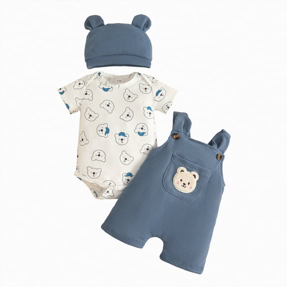 TOWED22 Newborn Infant Baby Girl Clothes Romper Floral Shorts Set Summer Outfits Baby Girls' Clothing Light Blue,12-18 M