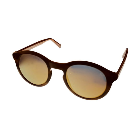 John Varvatos Mens Olive Horn Plastic Round Sunglass V519 Flash Lens