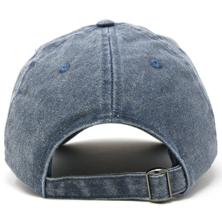 DALIX Pigment Dyed Hat Heavy Washed Cotton Baseball Cap in Navy Blue 