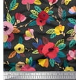 thumbnail image 1 of Soimoi Gray Cotton Poplin Fabric Leaves & Anemone Floral Print Fabric by the Yard 56 Inch Wide, 1 of 1
