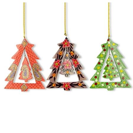 5 5 quot set of 3 rotating christmas tree wooden ornaments 5 5 quot set of 3 rotating christmas tree wooden ornaments