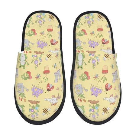 Balery Frog Bee Slient Indoor Furry Fleece Comfort House Shoes Soft Non-Slip Home Shoes Cotton slippers House Slippers-- Large