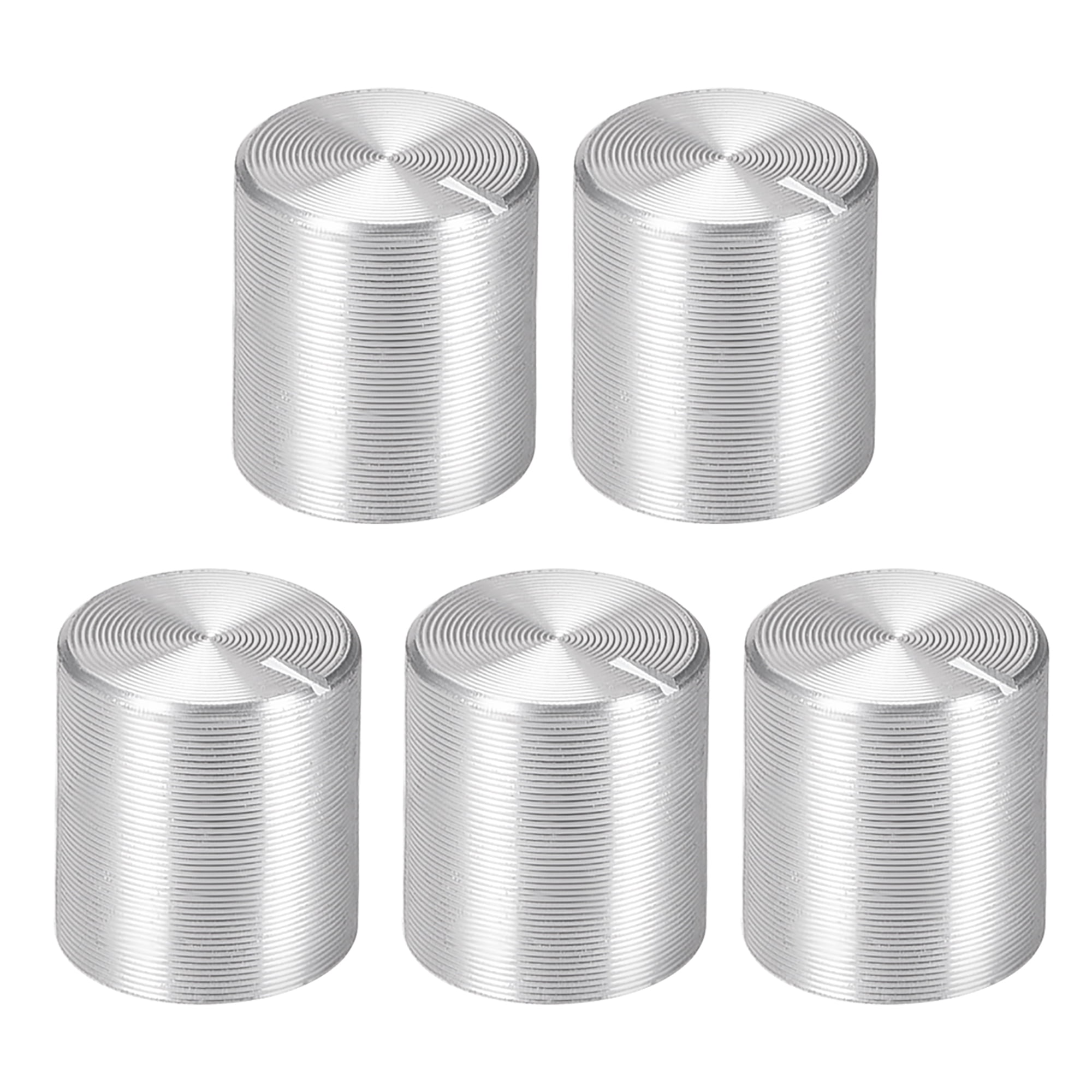 5 pcs Potentiometer Knob Knurled Shaft Black Aluminum 6mm Shaft Dia