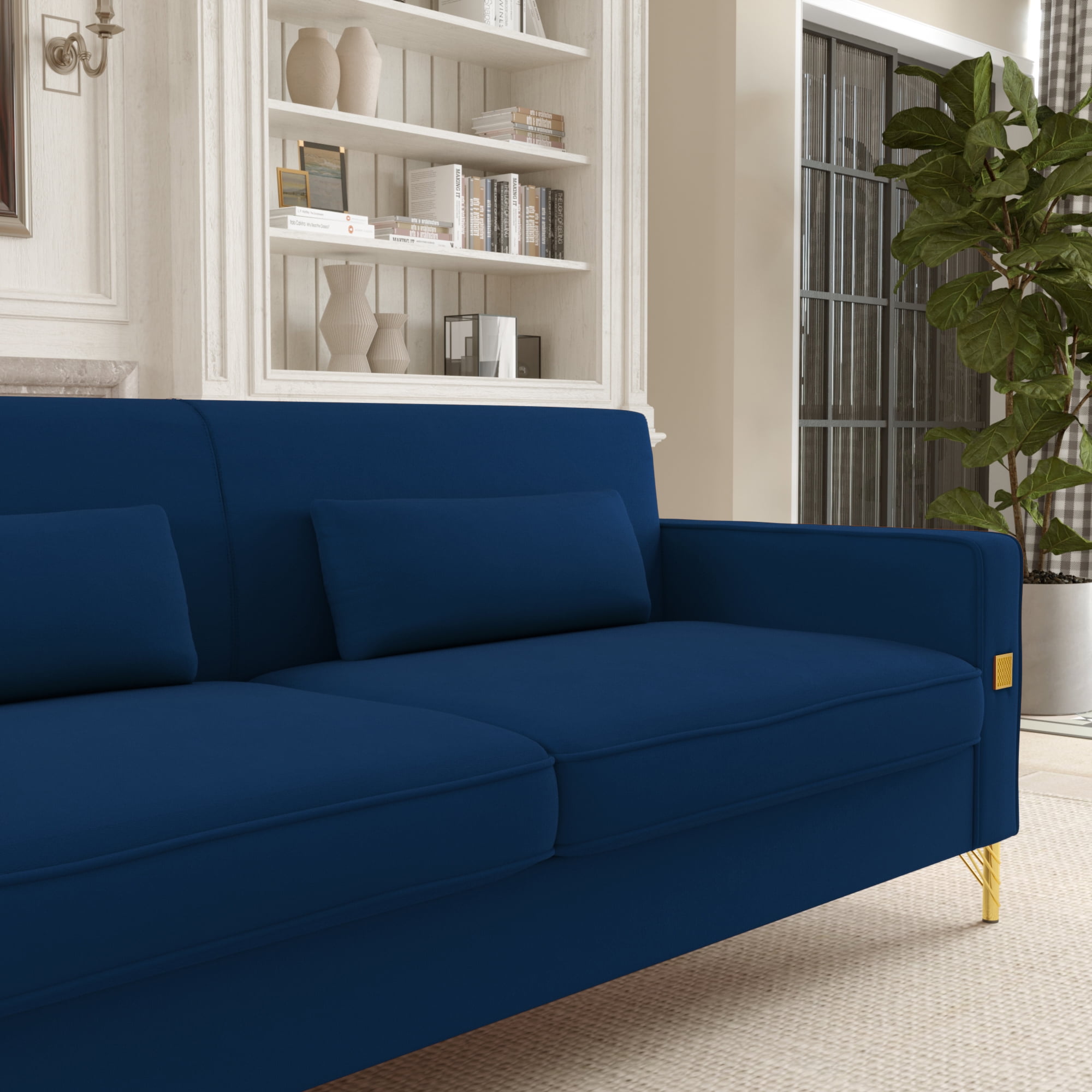 YYAo Convertible Sectional Sofa Couch, Modern Velvet Futon with Reversible Chaise for Living Room, Apartment and Small Space, Blue YYAo Convertible Sectional Sofa Couch, Modern Velvet Futon with Reversible Chaise for Living Room, Apartment and Small Space, Blue