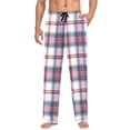thumbnail image 5 of Pink Checkered Grid Pattern Men's Pajama Pants Cotton Long Sleepwear Lounge Pants L, 5 of 7