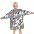 thumbnail image 3 of Bulldog Dog and Flower Florals Blanket Hoodies for Kids 6-13YR Oversize Wearable Blanket Hoodies for Boys Girls Teens, 3 of 7