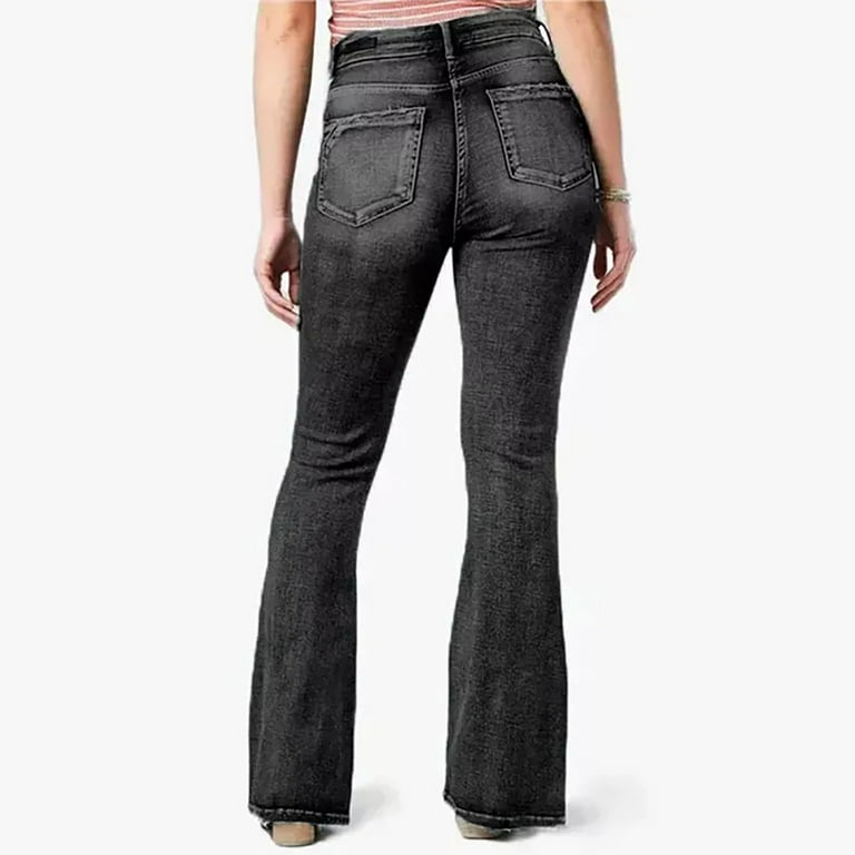 YYDGH Womens High Waisted Jeans Flare Stretch Boyfriend Casual Bootcut  Denim Pants 4XL