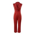 thumbnail image 3 of SELONE Dressy Jumpsuits for Women Casual Summer Suspender Pants Sleeveless Ladies Travel Comfortable 2023 Vacation Fancy Jumpsuits for Women Jumpers and Rompers Casual Buttons Solid Color Red XXXL, 3 of 5