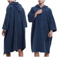 thumbnail image 2 of FAHXNVB Men's Fleece Robe with Hood Zip Up Long Sleeve Plush Bathrobe Fall Winter Warm Soft Lounge Midi Robes, 2 of 7