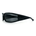 thumbnail image 6 of Womens Trendy Curved Wrap Around Rectangle Thick Temple Plastic Sunglasses All Black, 6 of 8