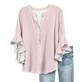 thumbnail image 2 of Weikingp Casual Tops For Women Floral Shirts For Women Tops For Women Trendy 3/4 Length Sleeve Womens Tops Plus Size Tops For Women Pink L Clearance！, 2 of 5