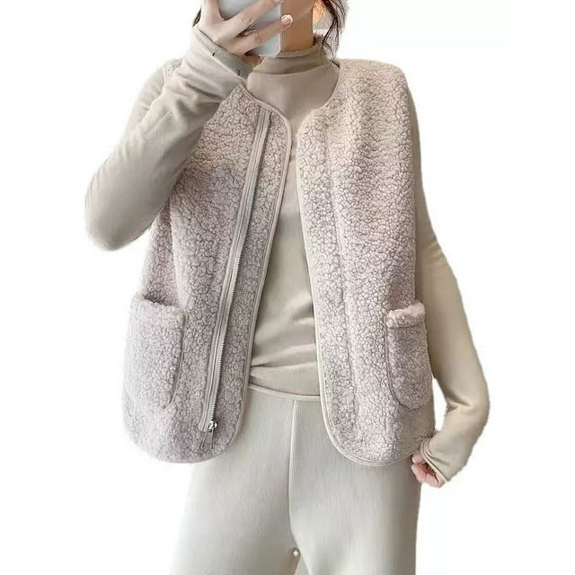 Chaleco De Felpa De Caballo Chaqueta Exterior Mujeres De Pie