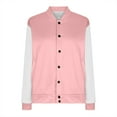 thumbnail image 3 of dazeni Bomber Jacket for Women Lightweight Varsity Casual Button Down Coat Fall Color Block Long Sleeve Baseball Jackets Crewneck Outwear with Pocket, 3 of 5
