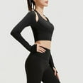 thumbnail image 4 of Zedker Women's Crewneck Long Sleeve Workout Tops Fashion Fake Two Pieces Casual Yoga Shirts for Fitness and Running,Black,XXL, 4 of 9