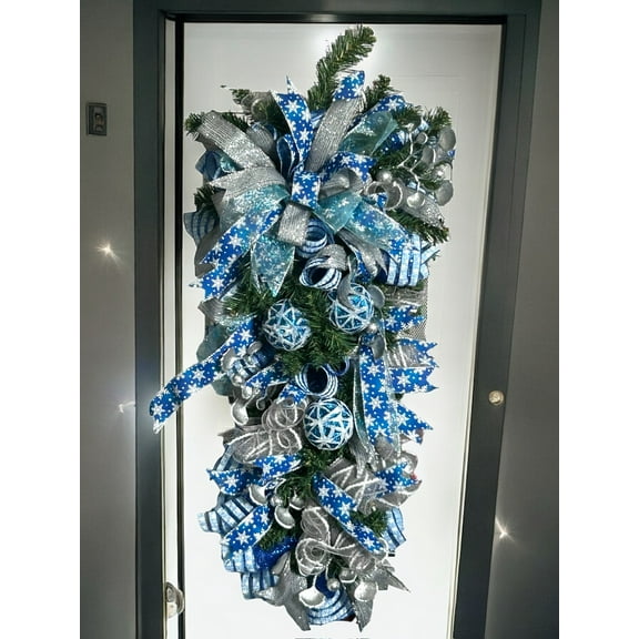 Blue and Silver Christmas, Christmas Swag, Christmas Decor, Winter Swag, Winter Decor