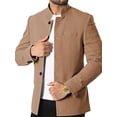 thumbnail image 2 of Langwyqu Stand Collar Men Solid Color Long Sleeved Buttons Blazer Coat, 2 of 5