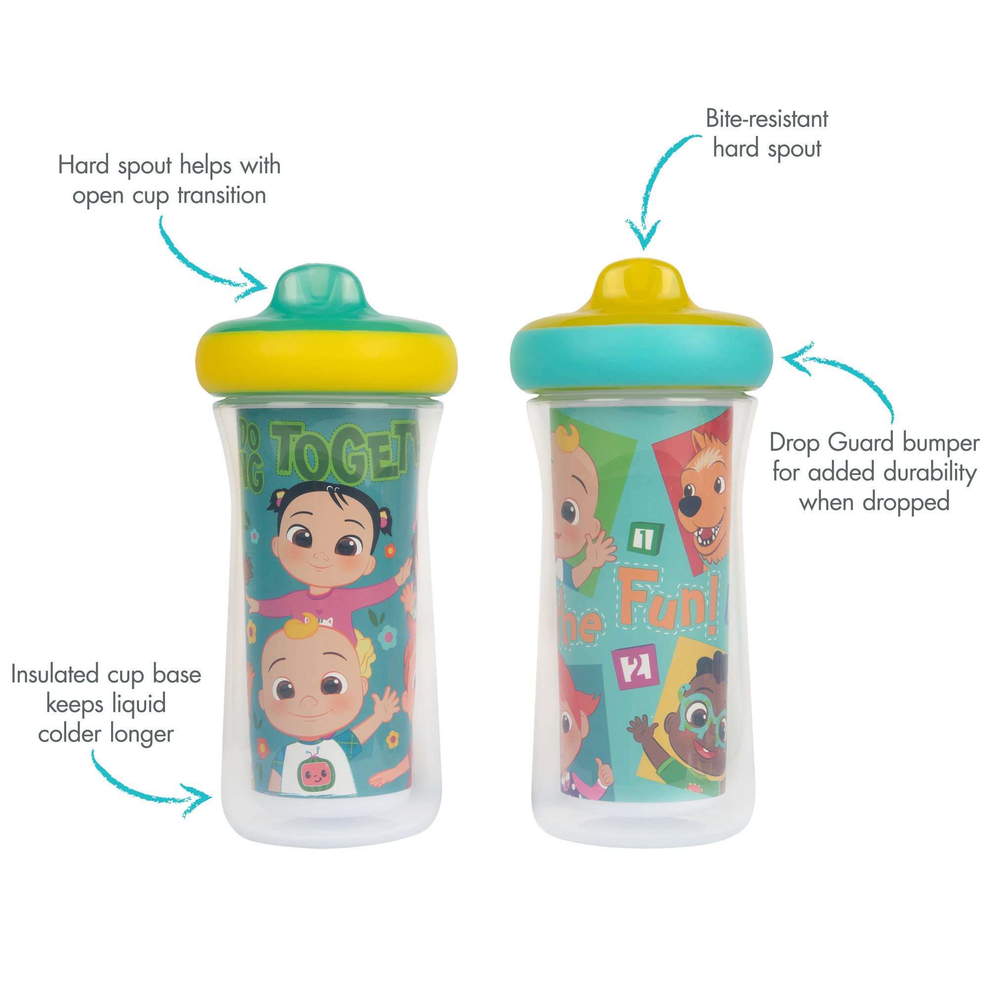 The First Years Cocomelon Kids Insulated Sippy Cups - Dishwasher Safe Spill Proof Toddler Cups - Ages 12 Months and Up - 9 Ounces - 2 Count - image 2 of 7
