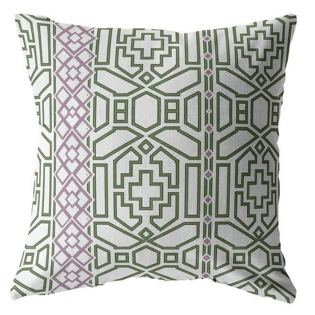 HomeRoots 412424 26 in. Blanc Oiseau Labyrinthe Intérieur et Extérieur Jeter Oreiller