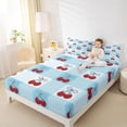 thumbnail image 4 of Homewish Blue Square Buffalo Bed Sheets for Teen, Cute Cartoon Cherry King Sheets, Kawaii Bow-tie Bowknot Sheet Set, Luxury Bedroom Decor, 4 Pieces, 4 of 7
