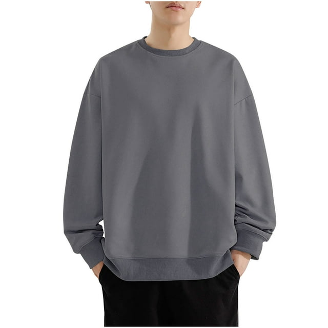 Jalioing Chandail pour Hommes Décontracté Manches Longues Col Rond Chandails en Molleton Légers Couleur Unie Basiques