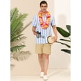 thumbnail image 3 of INSPIRE CHIC Camisa a rayas para hombre, manga corta, color block, con botones, playera de playa Azul claro M, 3 of 6