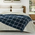 thumbnail image 6 of EVERGRACE Plaid Chenille Throw Blanket for Couch, Super Soft Cozy Decorative Windowpane Grid Plaid Throw with Tassels, Lightweight Chenille Knit Throw for Bed Sofa Gift, Navy & White 60”x80”, 6 of 8