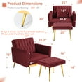 thumbnail image 4 of ACMEASE Accent Single Recliner Velvet with Adjustable Armrests and Backrest, Red Chair, 4 of 6